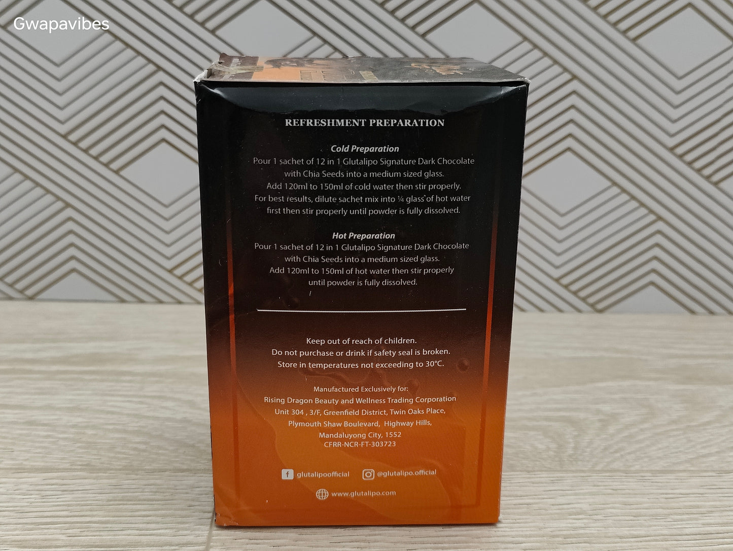 Gluta Lipo Gold Series Signature Dark Chocolate 10 Sachets