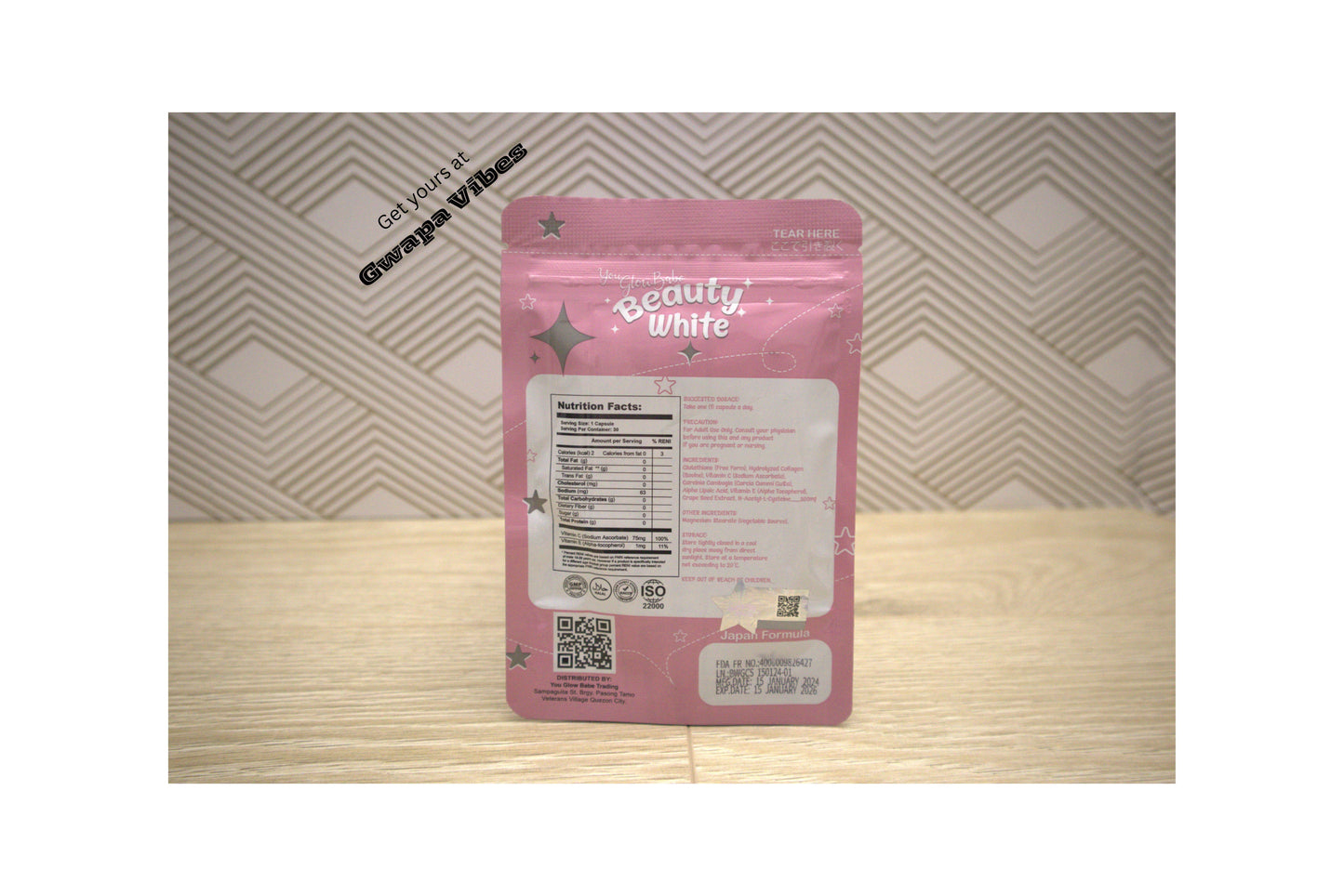 You Glow Babe BEAUTY WHITE Glutathione Capsules, Japan Formula 30 count